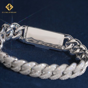 Bracelet en diamant de laboratoire 12,5 mm, chaîne cubaine en forme de croix, collier et bracelet en diamant de laboratoire, chaîne cubaine en diamant de laboratoire, diamant glacé 925 - Product Image 6