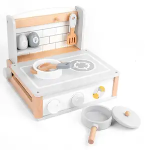 Wooden home appliances play wooden kid foldable kitchen cooking set toys