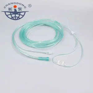 Consumibles médicos desechables de PVC, tubo de suministro de oxígeno suave de 7 pulgadas, cánula de oxígeno nasal con clavija