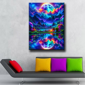 Ever Moment Kit de Peinture Diamant Lumineuse en Résine, Motif Paysage Montagneux et Lune, Art Diamant Luminescent, Artisanat Mosaïque ASF3001 - Product Image 2