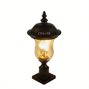 Lampe de poteau extérieure classique en bronze brun, 21 pouces de haut, abat-jour en verre transparent, éclairage de jardin, IP54 étanche, ampoule incandescente A19 - Product Image 1