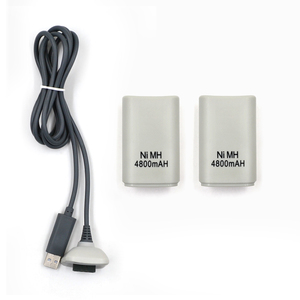 Cho 360 sạc đứng 4800mAh Ni-MH pin đen & trắng 2 pin + 1 USB cáp nhựa điều khiển không dây - Product Image 5