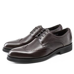 Zapatos Oxford de Vestir para Hombre, de Cuero Genuino Marrón, con Punta en Pico, con Cordones, Diseño Sólido, para Todas las Temporadas, Envío Directo - Product Image 1