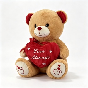 Oso de peluche personalizado, oso de peluche adorable, oso de peluche de San Valentín, oso de peluche marrón con corazón rojo - Product Image 2