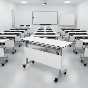 Mesa Plegable de Oficina con Marco Metálico, Escritorio Doble para Instituciones Educativas, Clases de Tutoría, Mesa Larga Móvil y Conectable - Product Image 3