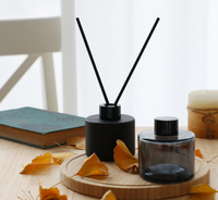 Flacon vide en verre pour aromathérapie, bouteille cylindrique noire, de 50ml, 100ml et 200ml, flacon avec raie, dispositif de diffuseur de parfum