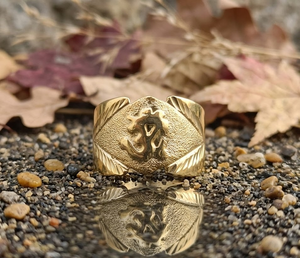 DIVYORO Bold Gold Plated <b>Mens</b> <b>Ring</b> Copper and Brass Fashion Jewelry Classic Statement Piece for Contemporary Styling - Product Image 1
