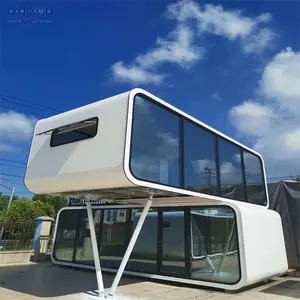 A homestay alumínio móvel inteligente Apple cabine pré-fabricada casa modular espaço duplo cápsula insonorizada com cozinha