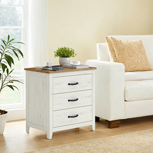 <span class=keywords><strong>Table</strong></span> <span class=keywords><strong>de</strong></span> <span class=keywords><strong>chevet</strong></span> style ferme pour chambre à coucher, collection LIRY, avec 3 tiroirs et station <span class=keywords><strong>de</strong></span> charge, idéale pour appartement - Product Image 3