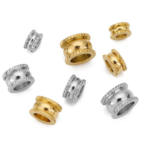 Stainless Steel Concave Tire Shaped <b>Bead</b> Large Hole <b>For</b> <b>Bracelet</b> Making DIY Jewelry Accessories Round Plated WLL21 - Product Image 3