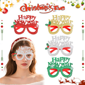 Occhiali Decorativi in Plastica <span class=keywords><strong>per</strong></span> Feste di Natale, Montature con Scritte 'Happy New Year' e Fiocchi di Neve - Product Image 1
