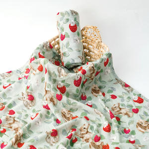 بطانية أطفال مخصصة الطباعة من الموسلين عالية الكثافة، بطانية استقبال للمواليد الجدد بطباعة رقمية، بطانيات من القطن والخيزران - Product Image 3