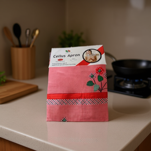 Grembiule Classico Cellus in Cotone Intrecciato Antistatico con Ricamo Floreale Rosa per Cucina e Uso Quotidiano - Product Image 1