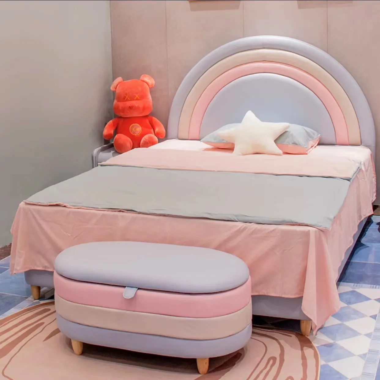 Baby single bed base linen bed design bedroom furniture beds for children