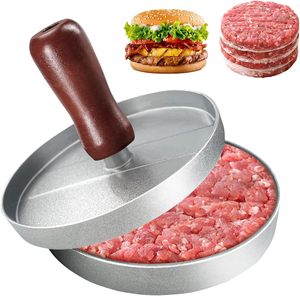 Nouvelle presse à galettes écologique en acier inoxydable avec poignée en bois pour la formation de hamburgers ronds, de galettes de viande et de riz, en vogue - Product Image 1