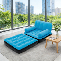 Canapé-lit gonflable moderne pliable 5-en-1 convertible avec dossier et repose-pieds, mobilier d'intérieur et d'extérieur