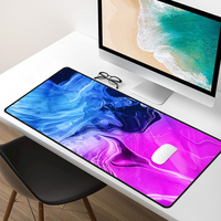 Tapis de Souris Gaming Grand Format, Art Fluide Abstrait Animé, Écologique, en Caoutchouc Thermocollant par Sublimation, Tapis de Bureau