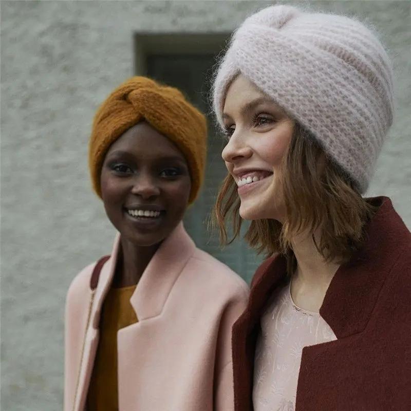 Women Knit Knot Turban Cross Twist Wrap Cap Winter Warm Crochet Beanie Headband Other Hats