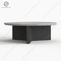 Table basse noire minimaliste moderne avec plateau en marbre pour petit salon, meubles de maison, table d'appoint