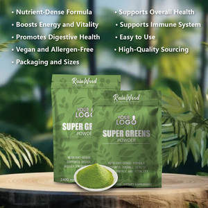 Suplemen Bubuk Super Greens Organik Bersertifikat Label Pribadi OEM dengan Umur Simpan 2 Tahun - Product Image 2