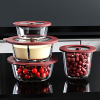 Bols en verre borosilicate personnalisés et en gros avec couvercles en silicone pour une fermeture hermétique au micro-ondes, idéaux pour un usage domestique