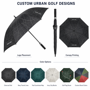 Custom Logo Windproof Golf Umbrella <b>Large</b> Size Automatic Open Double Canopy Fiberglass <b>Frame</b> Promotional Golf Umbrella Wholesale - Product Image 2