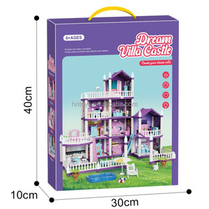 2025 filles 297 pièces semblant princesse rose maison <span class=keywords><strong>de</strong></span> poupée meubles accessoires 4 histoires 12 chambres luxe Villa château jouets avec lumière - Product Image 6