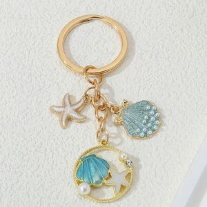 Starfish Shell Alloy Keychains Creative Pearl Keychains Bag Pendants Girls' Pvc <b>Key</b> <b>Chains</b> - Product Image 3
