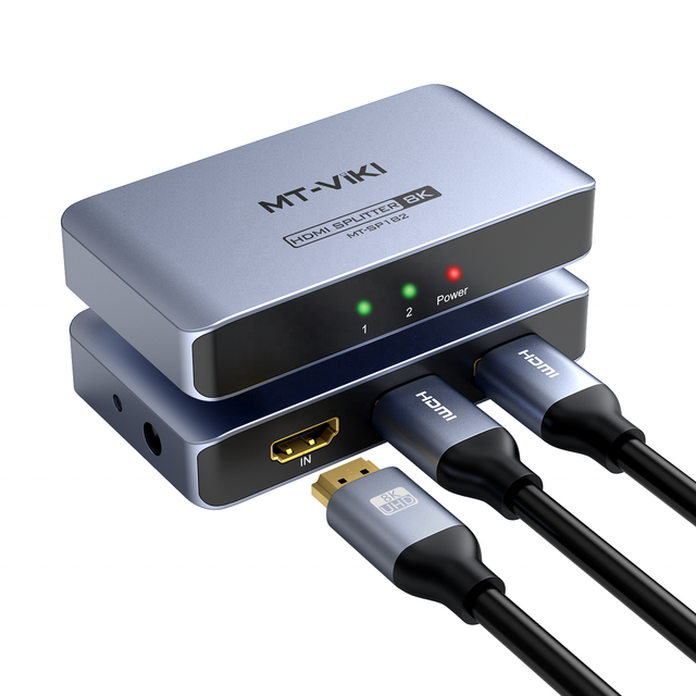 8K 60Hz HDMI Splitter 1 in 2 Out + AC Adapter , MT-VIKI 40Gbps HDMI Splitter 1x2 8K 60HZ 4K 120hz Aluminum
