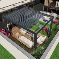 Pergola en aluminium motorisée, intelligente, écologique, inspirée de la nature, résistante à la pluie, avec lames orientables, pour terrasse au bord de la piscine