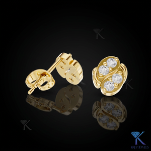 Lab Grown Diamond Luxury Yin Yang Swirl <b>Stud</b> Earrings 5 Stone Cluster 14K 18K Solid Gold KRUP JEWELS Women's Jewelry Bridal - Product Image 1