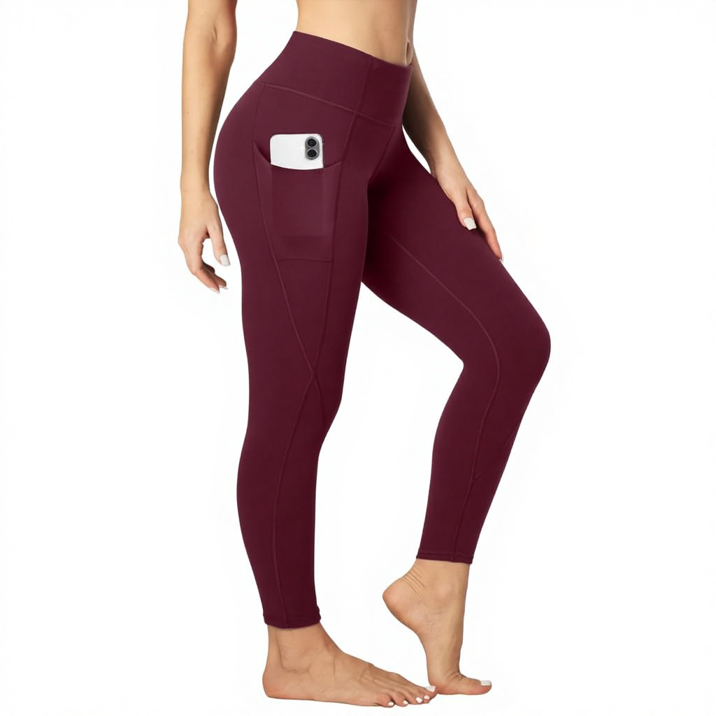 Healthyoga Women's High Waisted Yoga Leggings Pockets Tummy Control for Material Color Blocking Pattern Full Length
