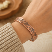 Pulsera Magnética de Cobre Puro con Diseño Floral Vintage, Ajustable, para Alivio del Dolor de Artritis, para Hombres y Mujeres, Venta al Por Mayor