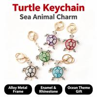 Porte-clés tortue Série Océan avec strass, breloque animale mignonne, pour clés de voiture, pendentif de sac, petit cadeau pour femmes et filles