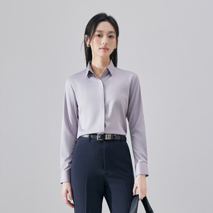 Women's White Long Sleeve Shirt Solid Color Poplin <b>Work</b> Uniform Professional Elegant Commuter Blouse Spring Autumn - Product Image 2