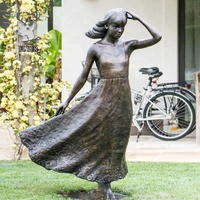 Sculpture Statue de Couple Dansant en Bronze Grandeur Nature, Figure Amoureuse en Métal Coulé Style Européen pour Décoration de Parc