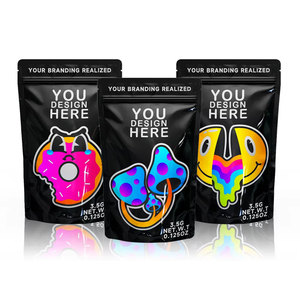 Bolsas de Plástico Laminadas con Papel de Aluminio Impresas Personalizadas, con Cierre Hermético, a Prueba de Olores, para Empacar Comestibles, Dulces y Gomitas, Bolsas Mylar de 3.5g - Product Image 1