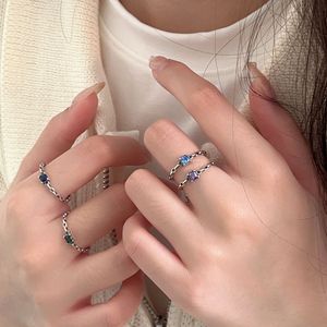 Anillo Yinruitai de Plata de Ley S925 con Diseño Geométrico de Circonitas Multicolores para Mujer, Uso Diario - Product Image 2