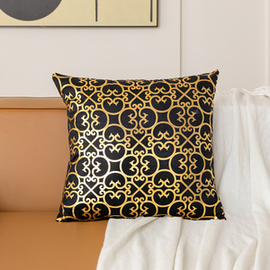 Funda de Almohada Decorativa Cuadrada para el Hogar, Funda de Cojín de Felpa Suave con Estampado Dorado, Cierre Oculto - Product Image 5