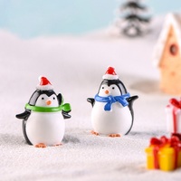 Miniature noël pingouin poupée voiture accessoires dessin animé Animal Figurine décor à la maison gâteau décoration résine artisanat