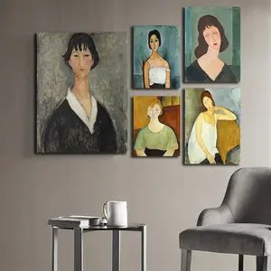 Modigliani-pintura al óleo de Cuadros, cuadro de Arte de pared, decoración del hogar, estampado de arte famoso