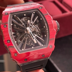 Luxury 12-01 Carbon Fiber <b>Skeleton</b> <b>Automatic</b> <b>Watch</b> Men RM Style Tonneau Sapphire Crystal Sport Wristwatch - Product Image 4