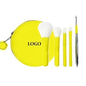 5 adet parlak sarı makyaj fırçalar seti kozmetik küçük makyaj fırçaları üreticisi çin'de yapılan