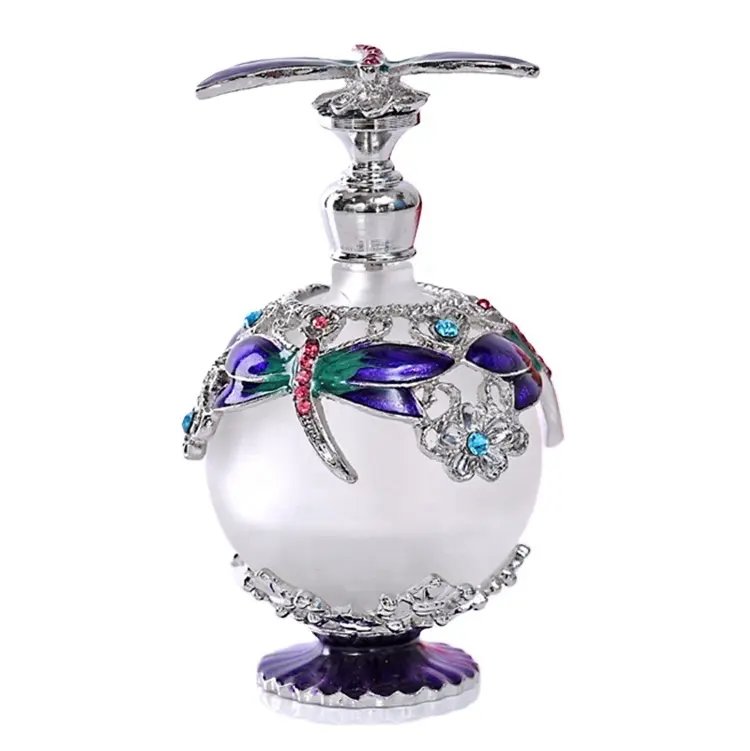 25ml Européenne et Arabe Style Antique Fleur Libellule En Métal Verre Bouteilles De Parfum Arabe