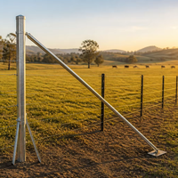 Poteau d'extrémité galvanisé robuste pour clôture agricole, poteau de tension avec équerre diagonale et plaque de base pour moutons