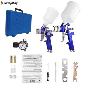 Juego de Pistolas de Pulverización HVLP H-827 H-2000, Pistola de Pintura Neumática de Doble Calibre de 0.8 mm y 1.4 mm con Vasos de Aluminio de 600 ml y 125 ml - Product Image 1