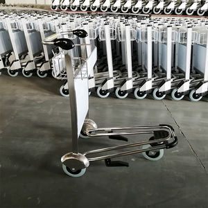 आसान आगे बढ़ उच्च गुणवत्ता 3 पहियों स्टेनलेस स्टील हवाई अड्डे हाथ गाड़ी ट्राली सामान ट्रॉली गाड़ी - Product Image 4