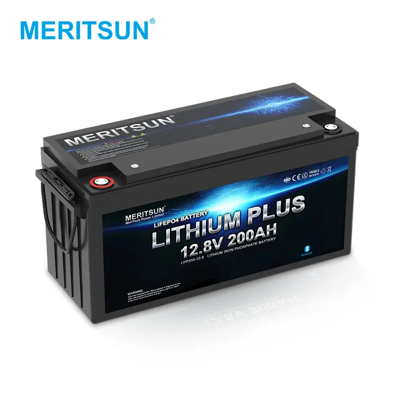 Meritsun 12V 100Ah 200Ah Lifepo4 US Europe populaire Lifepo4 batterie au lithium-ion pour batterie solaire RV marine