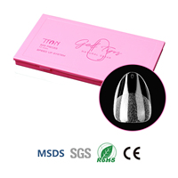 500 PIÈCES Capsules d'ongles en gel pré-gravées, qualité salon, ultra courtes, forme French, forme amande, semi-mates, avec logo personnalisé, 15 tailles