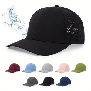 Wholesale in Stock Factory Customized Laser Perforated <b>Hat</b> Hight Quality 6 Panel <b>Waterproof</b> Baseball Cap - Product Image 1